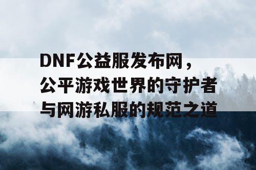 DNF公益服发布网，公平游戏世界的守护者与网游私服的规范之道