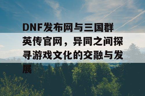 DNF发布网与三国群英传官网，异同之间探寻游戏文化的交融与发展