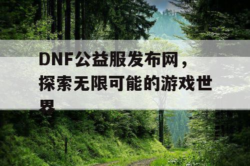 DNF公益服发布网，探索无限可能的游戏世界