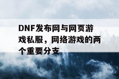 DNF发布网与网页游戏私服，网络游戏的两个重要分支