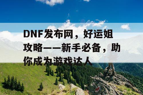 DNF发布网，好运姐攻略——新手必备，助你成为游戏达人