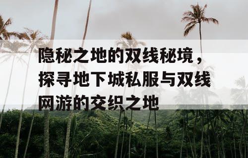 隐秘之地的双线秘境，探寻地下城私服与双线网游的交织之地